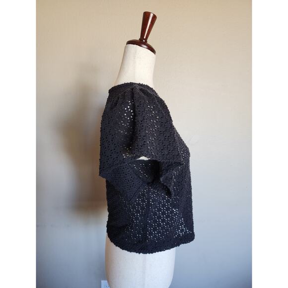 Texture & Thread Madewell Women's Top Texture Eyelet Flutter Sleeve SZ Small - Picture 3 of 9